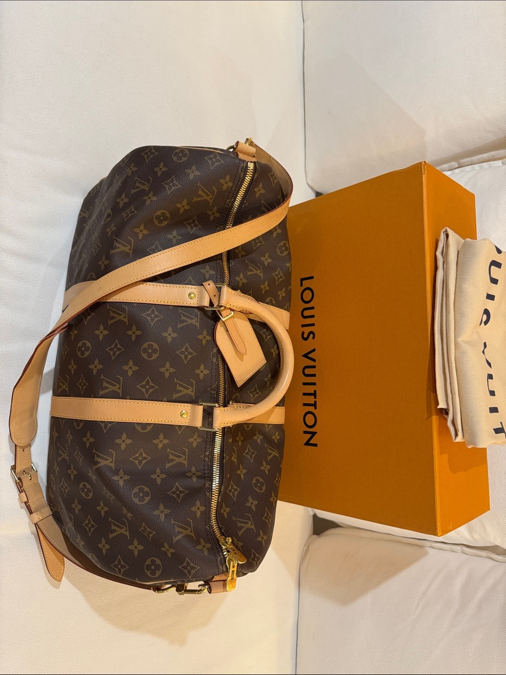 Louis Vuitton Monogram Keepall Bandoulière 50 with Natural Vachetta Trim - Picture 3 of 8